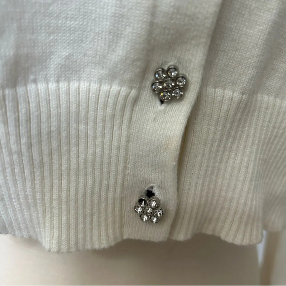 Vintage Guess Rhinestone Button Cotton Cardigan Sweater L - Picture 4 of 11